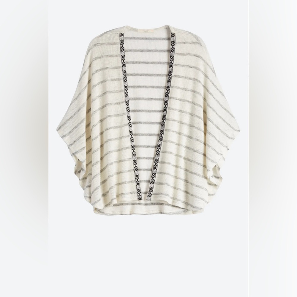 Le Lis White and Gray Striped Cardigan